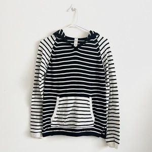 Ivivva Black and White Striped Pure Presence Knit Hooded Sweater
